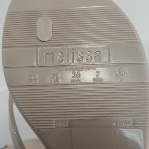 NEW MELISSA HARMONIC BLACK FLOWER BEIGE JELLY FLIP FLOP THONG SANDALS WOMEN'S 7 - Picture 14 of 15